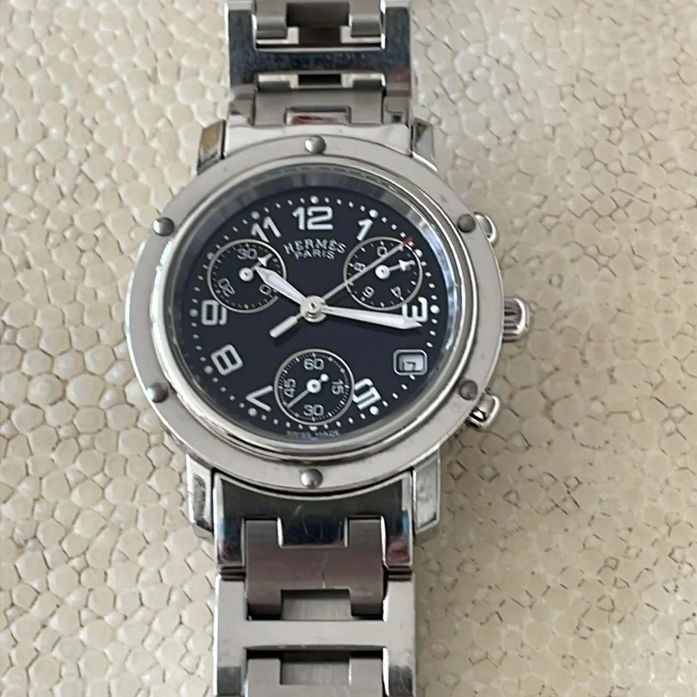 Hermes Lady’s Clipper Chronograph Stainless Steel Watch - Picture 1 of 16